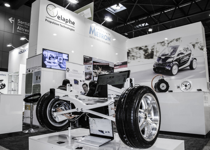 The in-wheel motor kit on display in Barcelona EVS 27